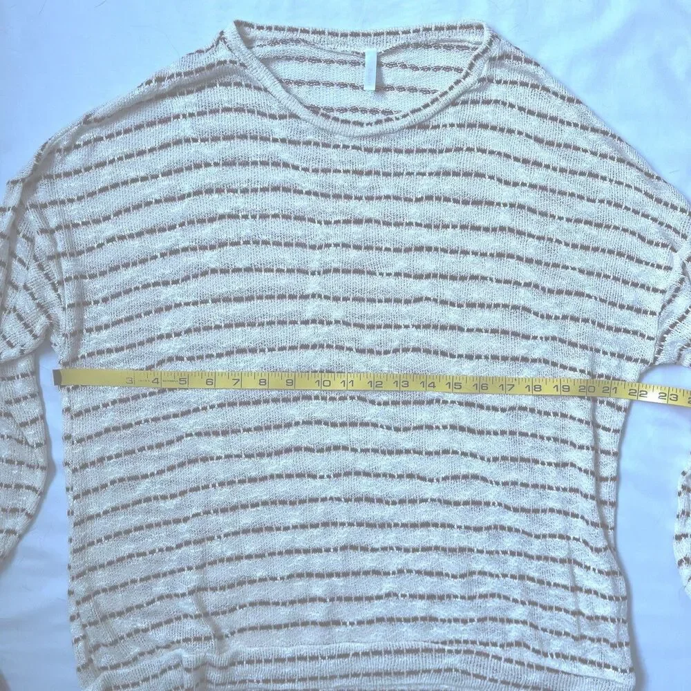 Pinkblush Maternity Sweater Womens S Cream Maroon Stripe Open Knit Lightweight